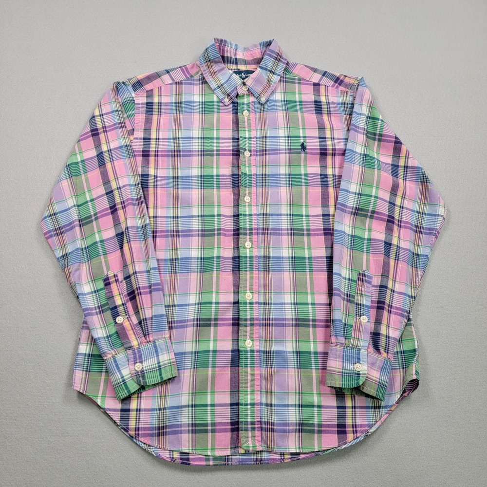 Kids Ralph‎ Lauren Plaid Button Down Shirt, Pink/Green, Size 14-16, Pre-Owned